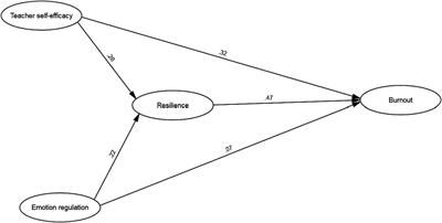 The effect of teacher self-efficacy, teacher resilience, and emotion regulation on teacher burnout: a mediation model
